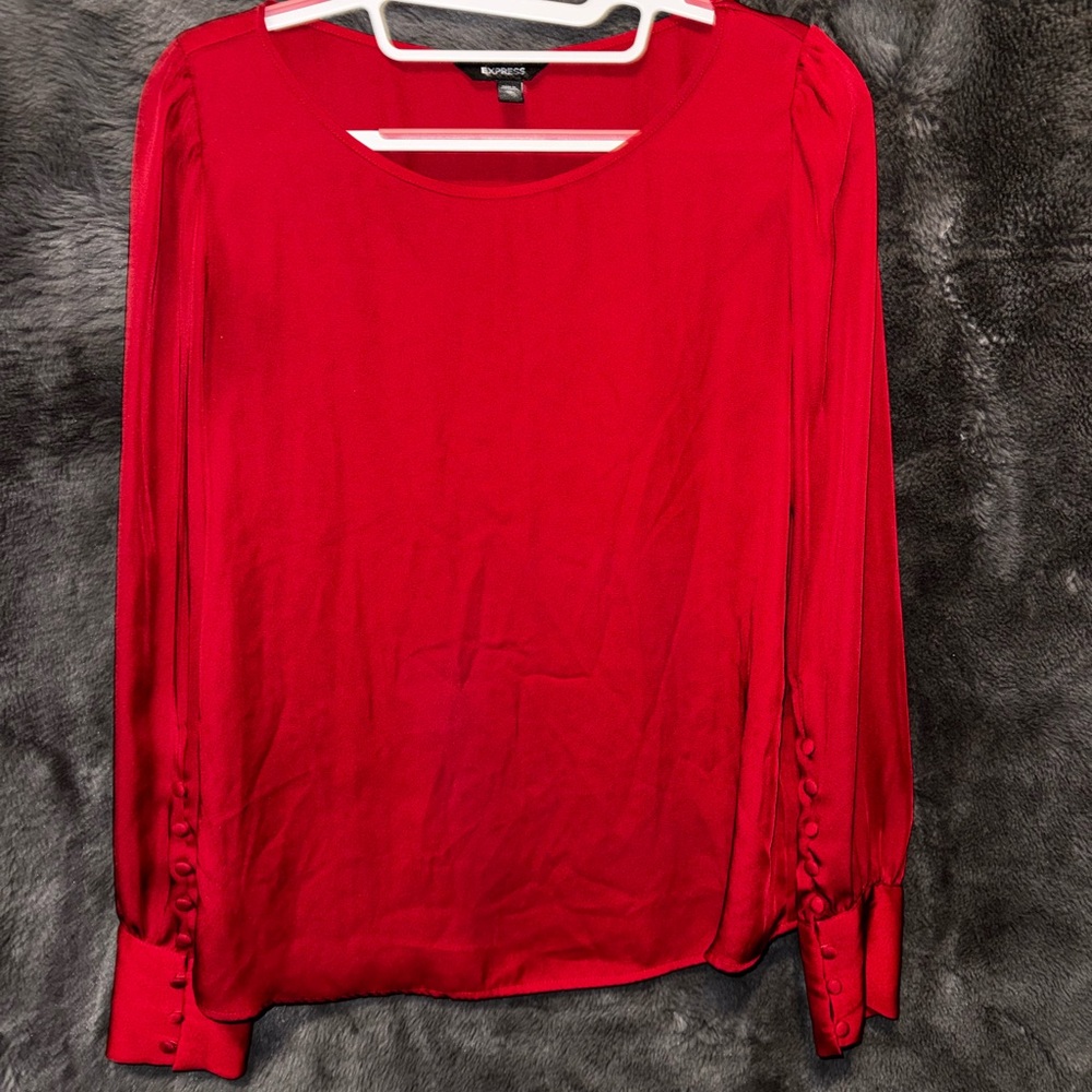 Express Scarlet Buttoned Blouse